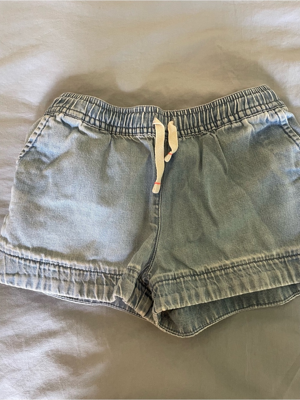 Mini Boden Light Blue Denim-Style Drawstring Kids Shorts